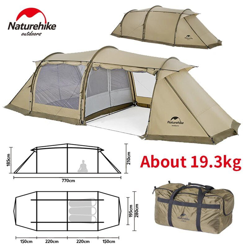 Naturehike الحمل ألفا نفق خيمة تمديد حلقة الخيام ل 4-6 الناس الأسرة التخييم السفر في الهواء الطلق 4 غرف مقاوم للماء بولي PU 2000 مللي متر