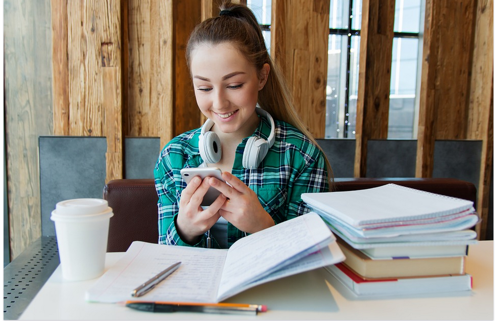 a student studying